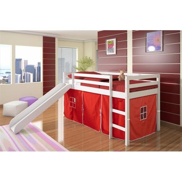 Pivot Direct Pivot Direct PD-750TW-R Twin Size Tent Loft with Slide & Slat-Kits Mattress Ready - White & Red PD_750TW_R - main